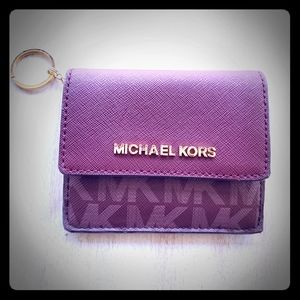 Michael Kors Purple JetSet Card Case ID Key Holder